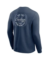 Fanatics Men's Navy Dallas Cowboys Washed Waffle-Knit Long Sleeve T-Shirt