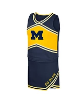 Colosseum Big Girls Navy Michigan Wolverines Cheerleader Top Skirt Set