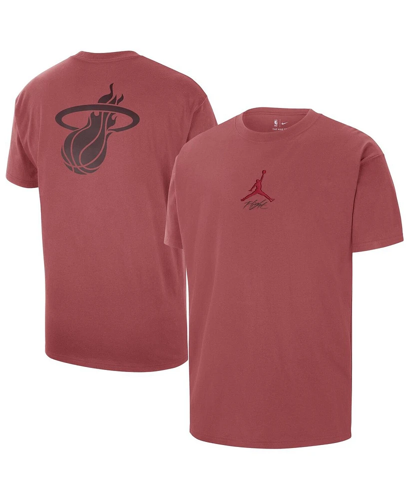 Jordan Men's Red Miami Heat Statement Edition Jumpman Flight Heavyweight T-Shirt