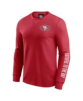 Fanatics Men's Scarlet San Francisco 49ers Washed Waffle-Knit Long Sleeve T-Shirt