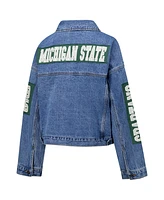 G-iii 4Her by Carl Banks Women's Blue Michigan State Spartans Game Ball Patches and Studs Full-Button Denim Jacket