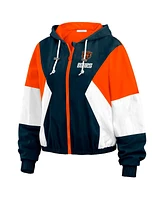 Wear by Erin Andrews Women's Navy Chicago Bears Color Block Full-zip Windbreaker Jacket