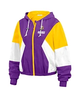 Wear by Erin Andrews Women's Purple Minnesota Vikings Color Block Full-Zip Windbreaker Jacket