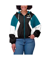 Wear by Erin Andrews Women's Black Jacksonville Jaguars Color Block Full-zip Windbreaker Jacket