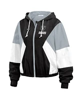 Wear by Erin Andrews Women's Las Vegas Raiders Plus Color Block Full-zip Windbreaker Jacket