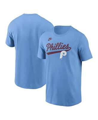 Nike Men's Light Blue Philadelphia Phillies Script Logo T-Shirt