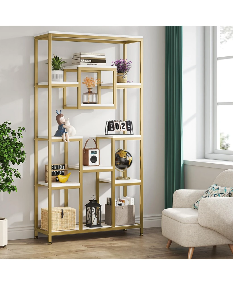 Tribesigns 71” Tall Bookshelf with Metal Frame and Open Display Shelf,Bookcases and Bookshelves