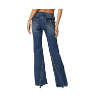 Edikted Women's Colton Boot Cut Low Rise Jeans