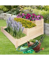 Slickblue Wooden Raised Vegetable Garden Bed 3 Tier Elevated Planter Kit Outdoor Gardening