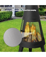 Slickblue 47.6" Metal Chiminea Outdoor Fireplace with Log Grate for Wood Burning