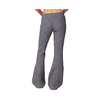 Edikted Women's Ray Cable Knit Flared Pants