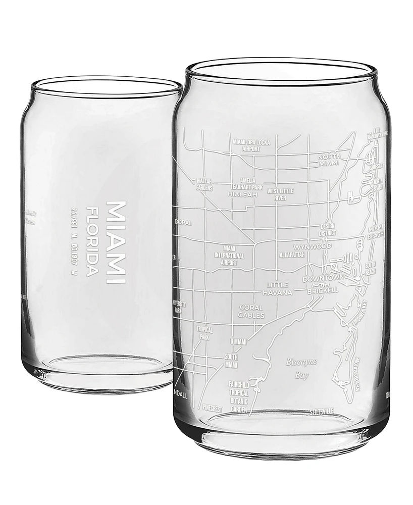 Narbo The Can Miami Map Everyday Glassware, Set of 2