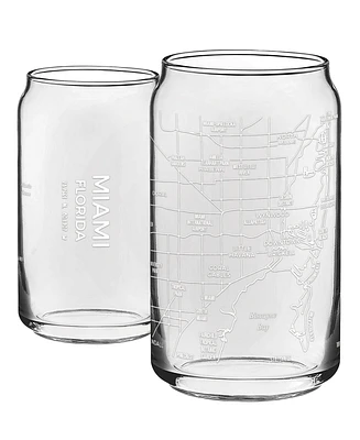 Narbo The Can Miami Map Everyday Glassware, Set of 2