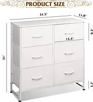 Wlive Fabric Dresser for Bedroom 6 Drawer Double Storage Tower with Bins Chest of Drawers Closet Living Room Hallway