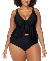 Raisins Curve Trendy Plus Size Topanga Peplum Tankini Top Coco Bikini Bottoms