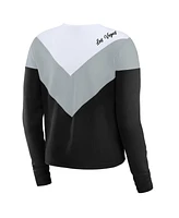 Wear by Erin Andrews Women's Black/Silver Las Vegas Raiders Chevron Tri-Blend Long Sleeve T-Shirt