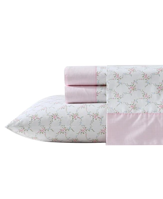 Laura Ashley 200-Thread Count Cotton Percale 4 -Pc. Sheet Set, Queen
