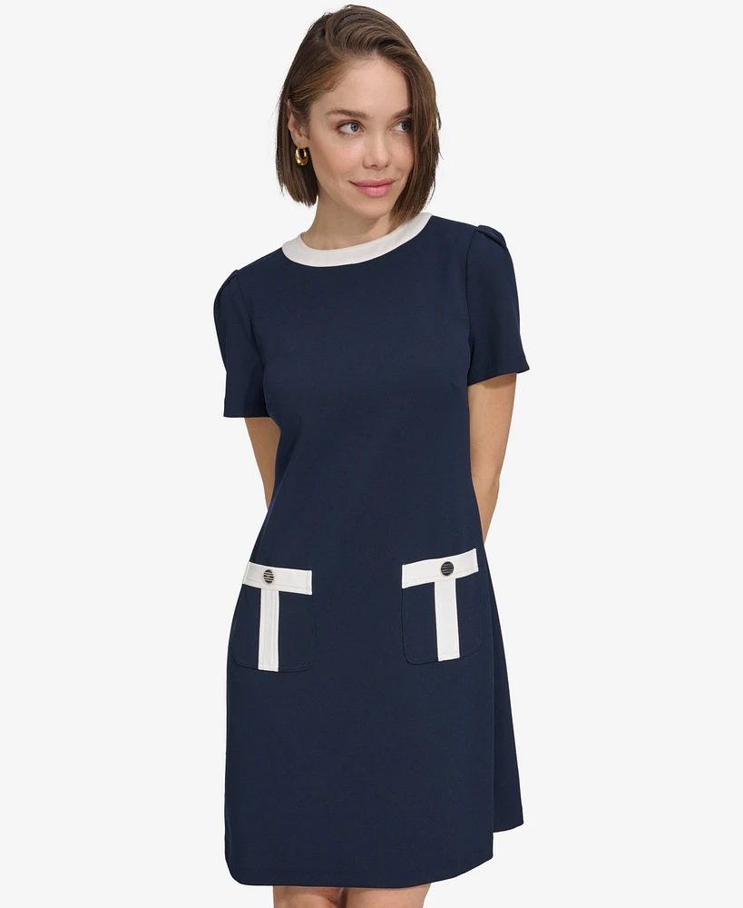 Tommy Hilfiger Petite Faux-Pocket Scuba-Crepe Shift Dress