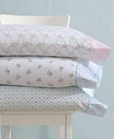 Laura Ashley Harperette Printed Hem 200-Thread Count Cotton Percale 4 -Pc. Sheet Set, Full