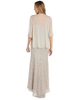 R & M Richards Women's 2 Pc. Lace Beaded Gown Jacket