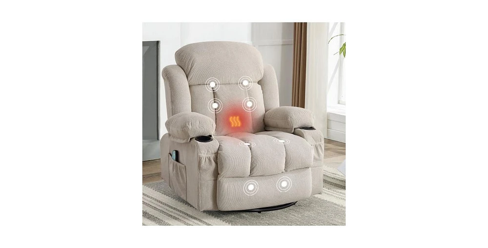 Boyel Living Swinging Recliner Massage Heated Sofa with Usb and 2 Cup Holders