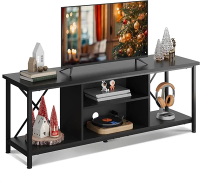 Wlive TV Stand for 55 65 Inch TvEntainment Center with Storage Console Bedroom and Living Room Industrial Midea Open Shelf Met