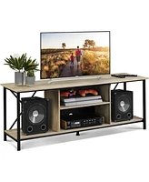 Wlive TV Stand for 55 65 Inch TvEntainment Center with Storage Console Bedroom and Living Room Industrial Midea Open Shelf Met