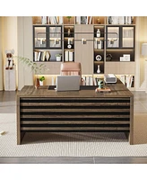 Tribesigns 62.2" Executive Desk with Mobile File Cabinet, L-Shaped Office Storage Shelves, Large Computer Business Workstation Set for