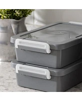 Iris Usa 2.7 Qt. Plastic Storage Bins with Lids, Secure Latch, Gray 4Pk