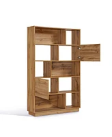 LuxenHome 8-Shelf and 2-Cabinet Tall Bookcase with Doors