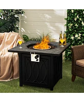 Givimo 32 Inch Propane Fire Pit Table Square Tabletop with Lava Rocks Cover 50000 Btu