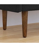 Teddy velvet storage stool,, with storage space, suitable for apartments, living rooms and bedrooms-black(45.98"16.75"21.75")