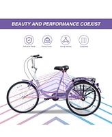 Adult Tricycle Trikes,3-Wheel Bikes,24 Inch Wheels Cruiser Bicycles with Large Shopping Basket for Women and Men