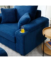 Streamdale Furniture Oversized Accent Chair with Ottoman, Single Sofa Chair with Large Seat and Extra Wide Armrests, Modern Comfy Armchair Reading Cha