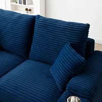 Loveseat with Ottomans,Corduroy Fabric Modular Sectional Sofa,Comfy Deep Plush Couch with Ottomans and Two Pillows,for Small Spaces, Living Room,Bedro