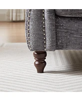 Streamdale Furniture 81-inch Chenille Face-to-face Chaise Lounge with Two Pillows,Nailhead trim,Button Tufted Design and Rolled Arms for Lounge, Livin