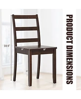 Gymax Set of Dining Chairs Ladder Back Armless Side Chair w/ Solid Rubber Wood Legs