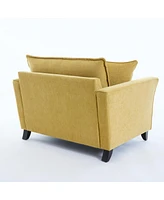Oversized Armchair, Chenille Fabric, Comfy Accent Chair Single Sofa with Pillow for Living Room Bedroom Office Apartment, Yellow