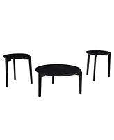 Living Room Coffee Table: Modern and stylish 36 inch round small coffee table, imitation marble tabletop with rubber wood solid wood legs