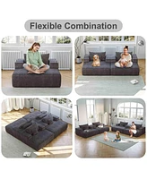 55-inch Chenille Sponge Sofa Lounge Chair,No Assembly Required,Fluffy Modern Sleeper Chair for Indoor Living Room Bedroom
