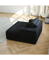 55-inch Chenille Sponge Sofa Lounge Chair,No Assembly Required,Fluffy Modern Sleeper Chair for Indoor Living Room Bedroom