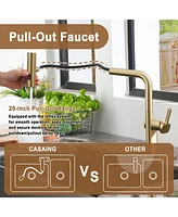 Mondawe 360° Swivel Single Handle Pull Out Sprayer Kitchen Faucet