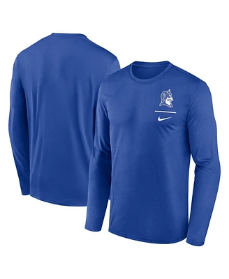 Nike Men's Royal Duke Blue Devils Alternate Logo Lockup Legend Performance Long Sleeve T-Shirt