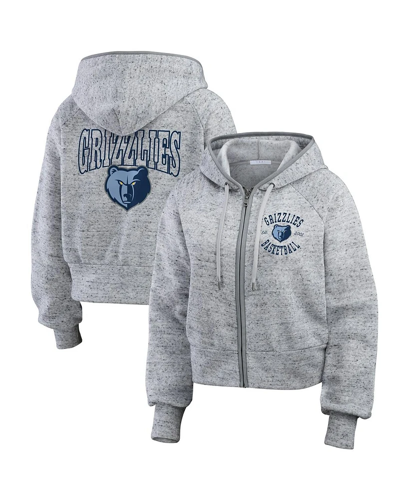 Wear by Erin Andrews Women's Heather Gray Memphis Grizzlies Speckled Radiator Full-Zip Hoodie