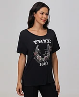 Frye Women's Roll-Cuff Crewneck Graphic T-Shirt