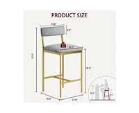 gaomon Bar Stools Set of 2, Kitchen Bar Stools with Footrest, 25.5 Inches Upholstered Bar Chairs with Back, 2 Counter Height Barstools for Counter Bar