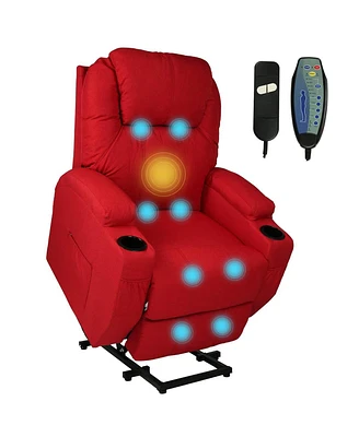 Slickblue Red Power Lift Recliner Chair – Electric Massage Chair with Heat for Seniors Relaxation