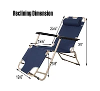 Slickblue Set of 2 Outdoor Reclining Lounge Chairs Adjustable Folding Patio Recliners with Pillow for Comfort