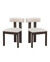 Streamdale Furniture Wooden Dining Chairs Set of 2, Modern Boucle Upholstered Kitchen Side Chairs,Mid Century Modern Kitchen Chairs with Open Back Far