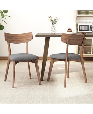 Streamdale Furniture Mid-Century Walnut Finished Frame Upholstered Dining Chairs (Set of 2) (Dark Grey)